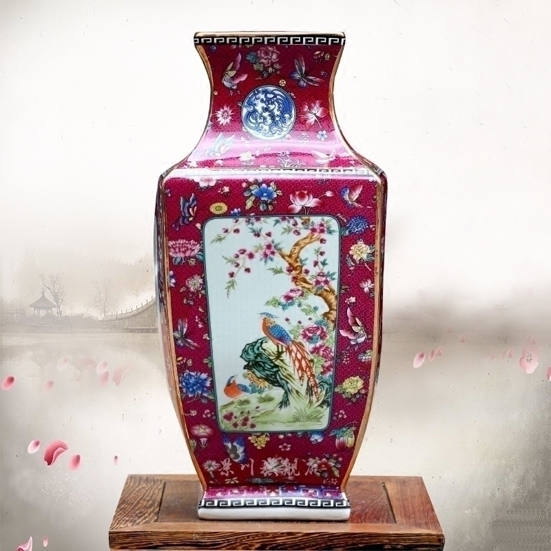 Pastel peony square bottle of jingdezhen ceramic sitting room ground flower arranging furnishing articles hotel process classical household act the role ofing is tasted