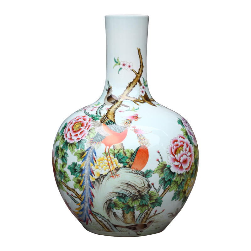 Jingdezhen ceramics hand - made powder enamel peach big vase home sitting room process mesa adornment furnishing articles