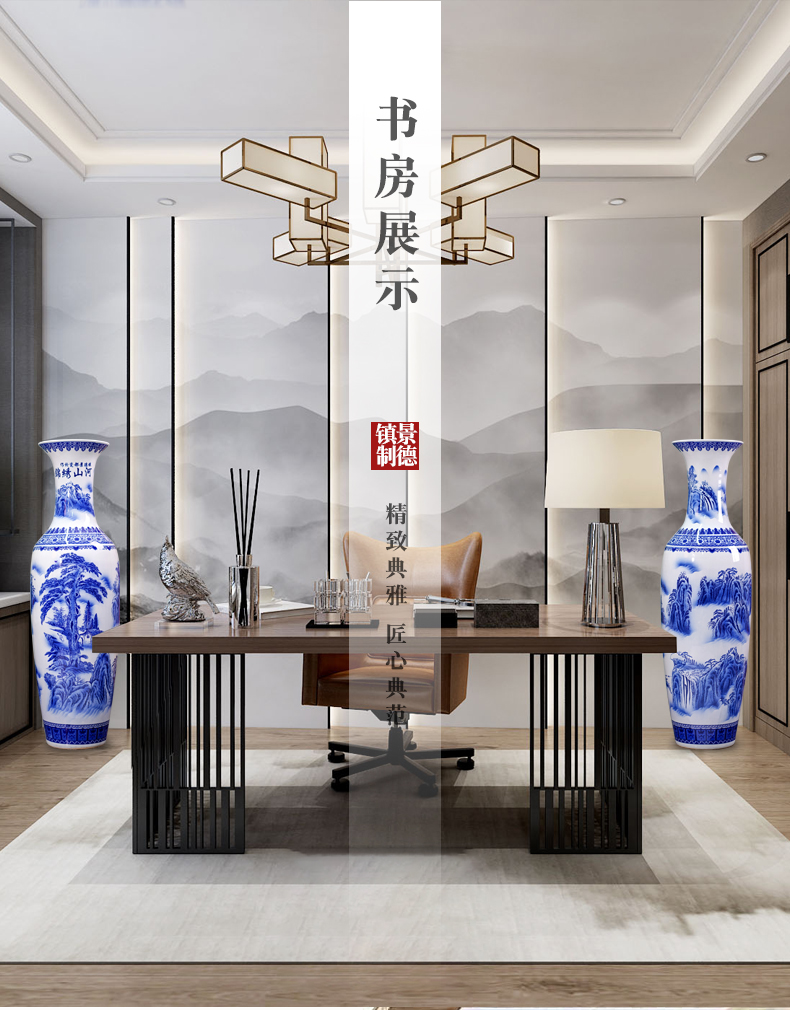 Jingdezhen blue and white porcelain was splendid landscapes of large vase furnishing articles furnishing articles home sitting room ceramic decoration