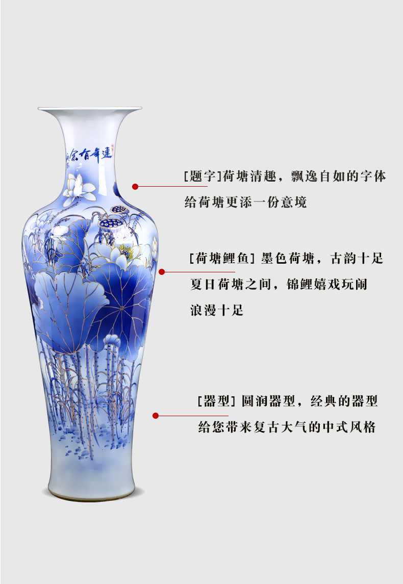 Jingdezhen blue and white porcelain of the big sitting room ground ceramic vase hand - made paint new Chinese style furnishing articles TV box ornaments