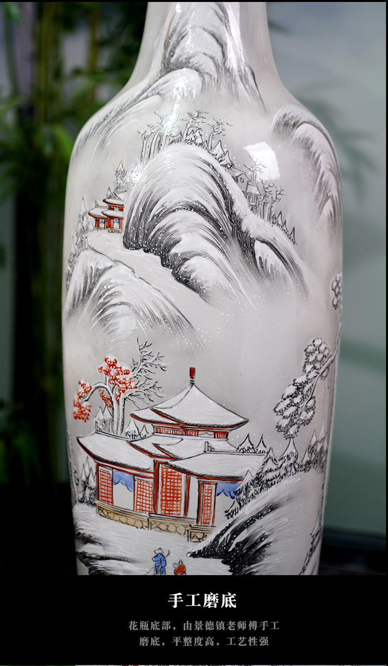 Jingdezhen pastel hand - made scenery large sitting room landing big vase furnishing articles household porcelain ceramic decoration gifts