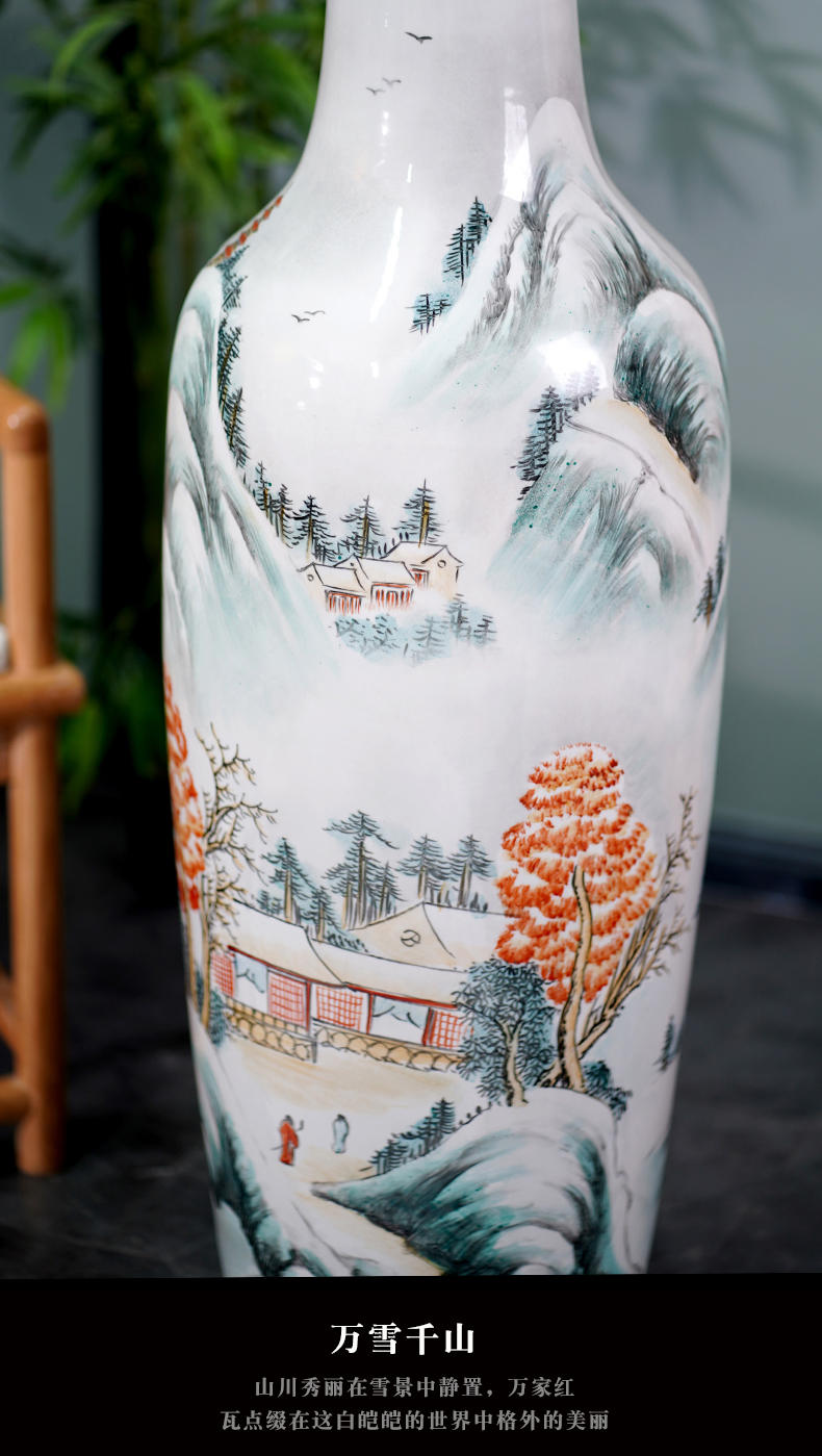 Jingdezhen pastel hand - made scenery large sitting room landing big vase furnishing articles household porcelain ceramic decoration gifts