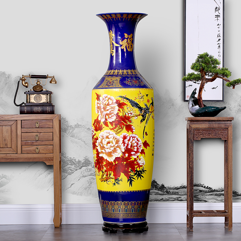 Jingdezhen ceramic instrument landing large vase living room home decoration large ceramic bottle swing parts hotel opening gift