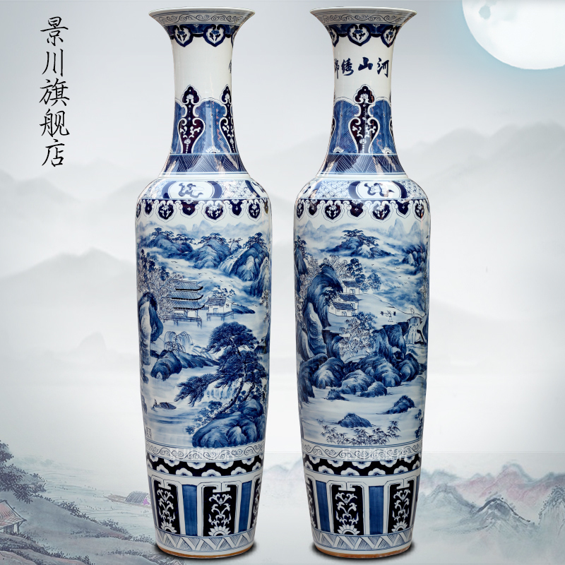 Jingdezhen ceramics antique hand - made of blue and white porcelain vase splendid was the French hotel decoration furnishing articles