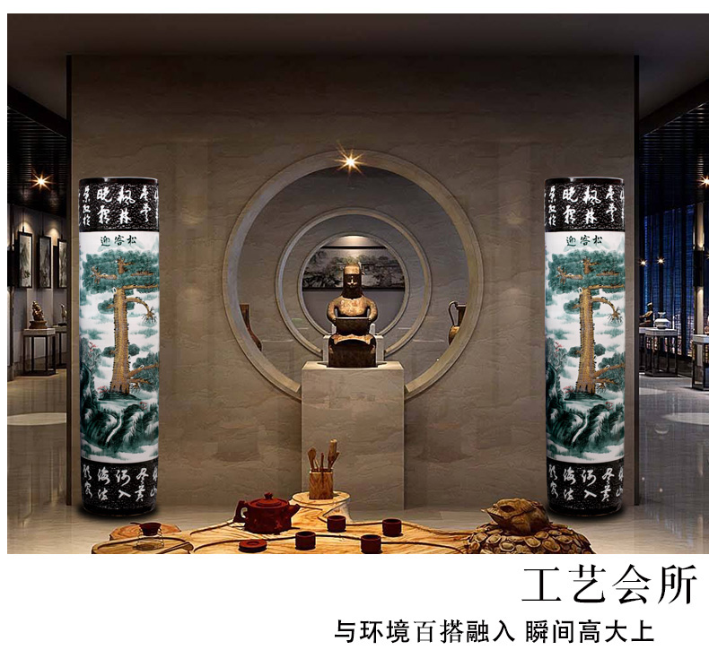 Jingdezhen hand - made guest - the greeting pine ground quiver home sitting room stores Chinese ceramic vases, furnishing articles decorations