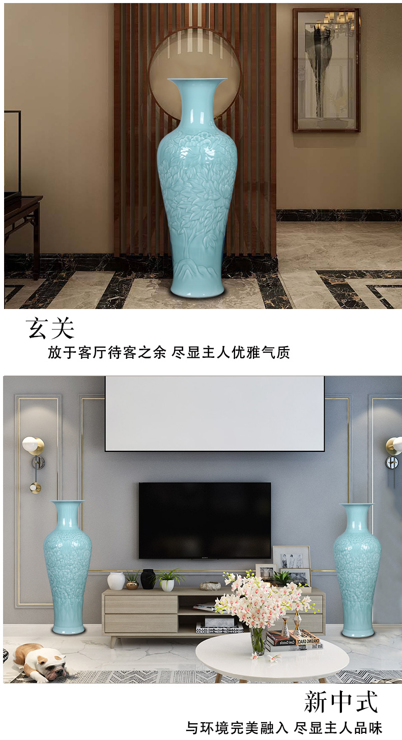 Single jingdezhen ceramics glaze of large celadon vase home sitting room Jane beauty adornment office furnishing articles