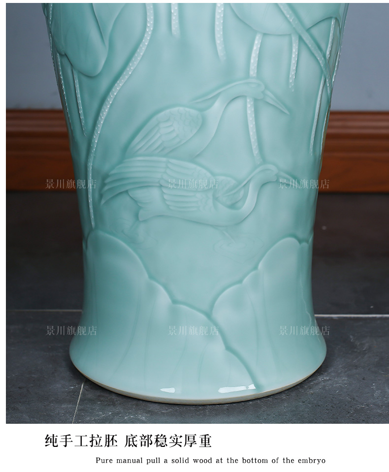 Single jingdezhen ceramics glaze of large celadon vase home sitting room Jane beauty adornment office furnishing articles