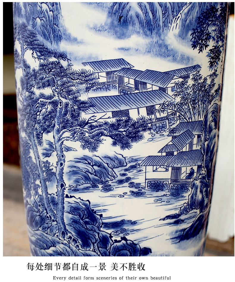 Jingdezhen blue and white porcelain landscape splendid sunvo of large vases, sitting room of Chinese style that occupy the home furnishing articles for opening gifts