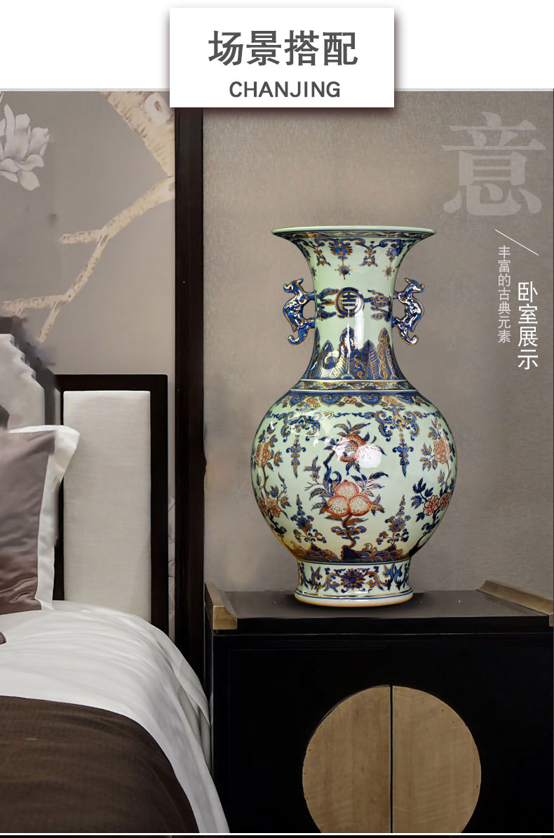 Jingdezhen chinaware paint ears antique blue and white porcelain vase flower arranging new sitting room of Chinese style household act the role ofing is tasted furnishing articles