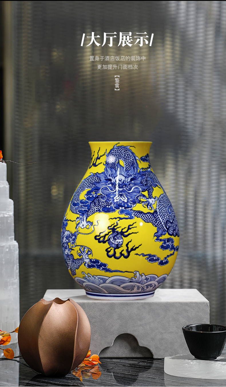 Jingdezhen blue and white dragon hand antique ceramics at home TV ark place porch calligraphy and painting to receive the goods