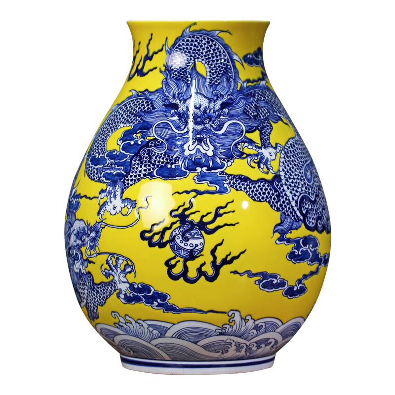 Jingdezhen blue and white dragon hand antique ceramics at home TV ark place porch calligraphy and painting to receive the goods