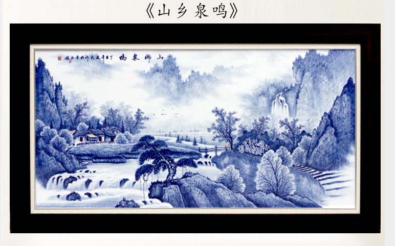 Jingdezhen blue and white landscape hand - made porcelain plate adornment painter in the sitting room sofa background wall ceramic bedroom hangs a picture