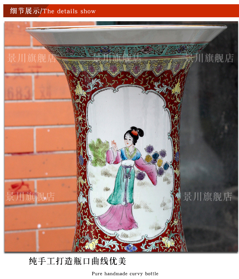 Jingdezhen ceramic hand - made pastel had large vases, home sitting room hotel Chinese flower arranging furnishing articles