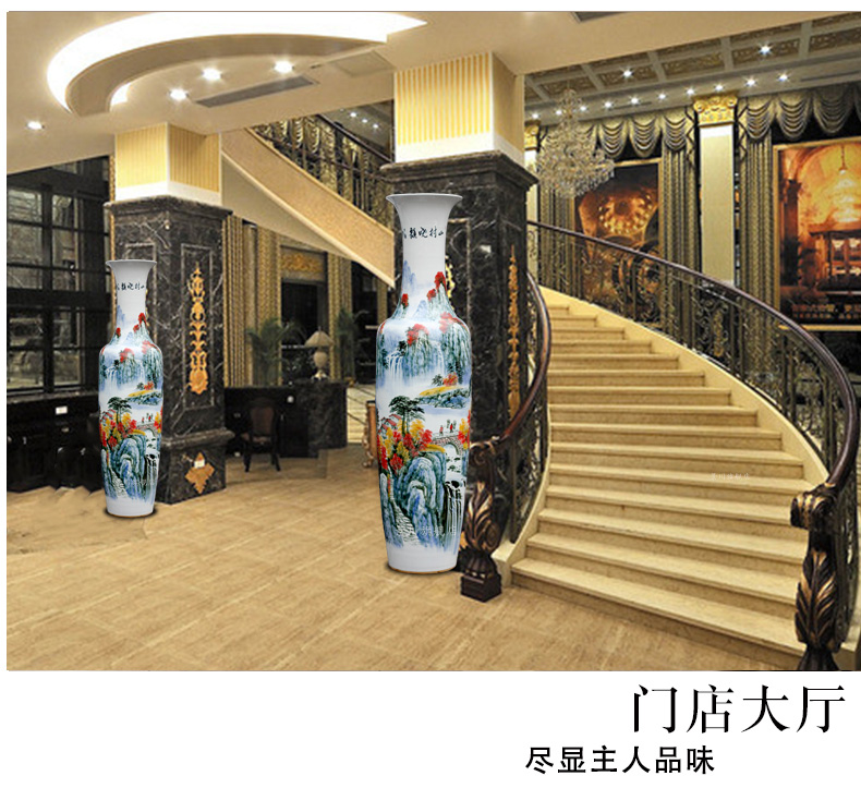 Jingdezhen ceramic hand - made mountain dawn rhyme figure of large vases, the sitting room the hotel Chinese style household furnishing articles ornaments