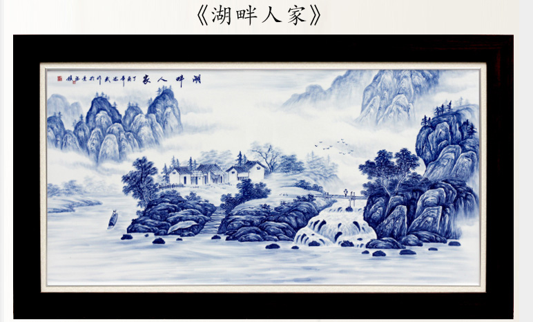 Jingdezhen blue and white landscape hand - made porcelain plate adornment painter in the sitting room sofa background wall ceramic bedroom hangs a picture