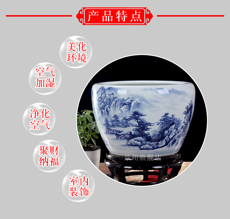 Jingdezhen ceramics large brocade carp goldfish bowl water lily lotus tortoise cylinder cylinder freehand brushwork in traditional Chinese home decoration furnishing articles