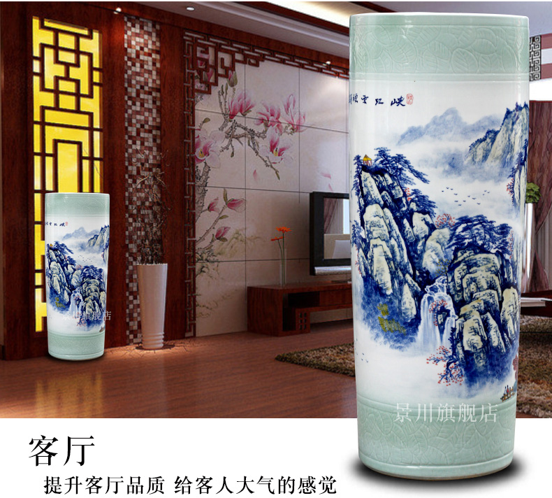 Jingdezhen ceramic hand - made scenery of large vase home furnishing articles modern quiver landing craft ornaments sitting room