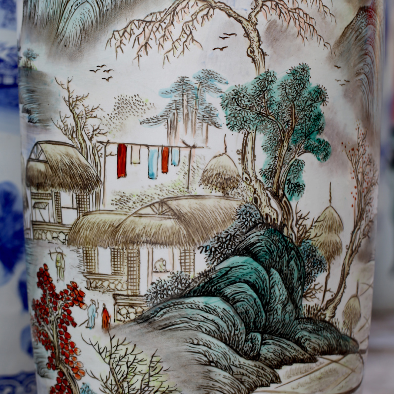 Hand made landscapes jingdezhen famille rose porcelain vase landing place to live in the sitting room shops opening gifts