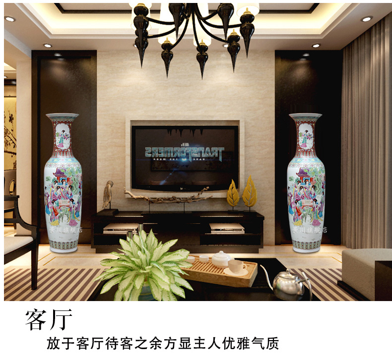 Jingdezhen ceramic hand - made pastel had large vases, home sitting room hotel Chinese flower arranging furnishing articles