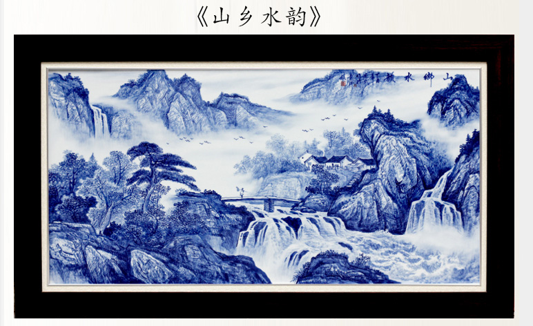 Jingdezhen blue and white landscape hand - made porcelain plate adornment painter in the sitting room sofa background wall ceramic bedroom hangs a picture