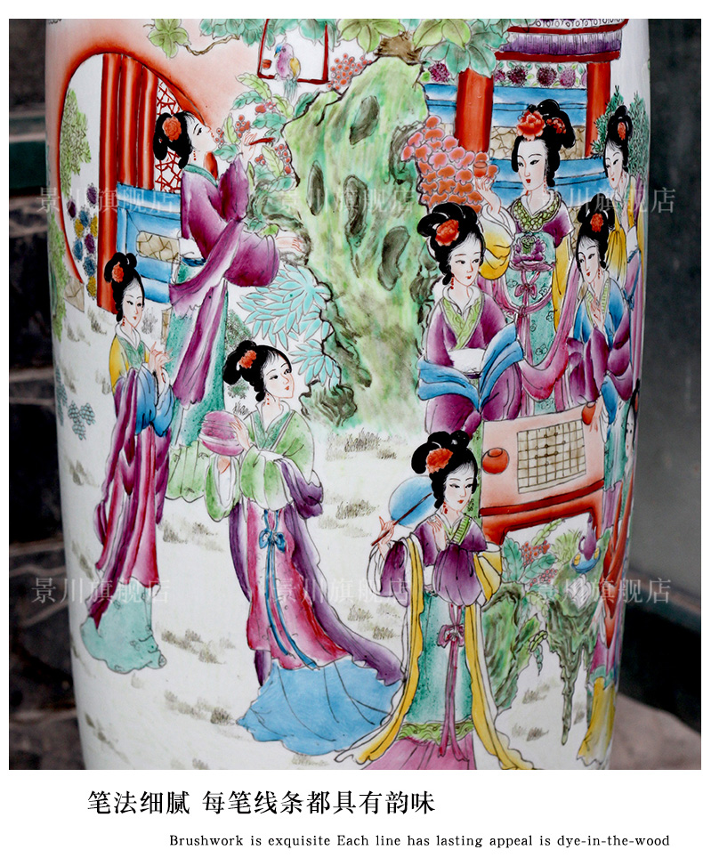 Jingdezhen ceramic hand - made pastel had large vases, home sitting room hotel Chinese flower arranging furnishing articles