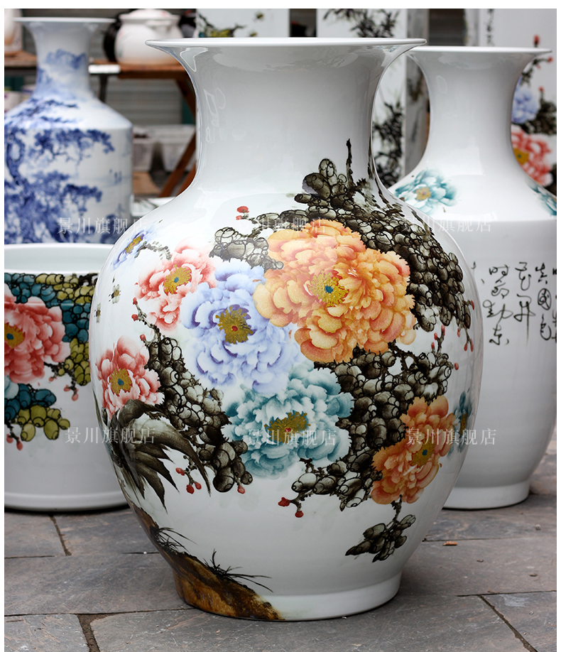 Jingdezhen ceramic hand - made peony is the only thing the French vases, flower arranging the study large household living room furnishing articles