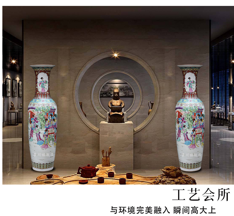 Jingdezhen ceramic hand - made pastel had large vases, home sitting room hotel Chinese flower arranging furnishing articles