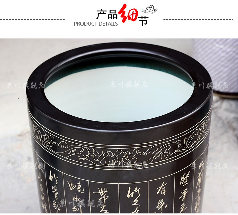 Jingdezhen ceramic quiver carved poems calligraphy and painting scroll painting and calligraphy cylinder receive product sitting room of Chinese style household furnishing articles