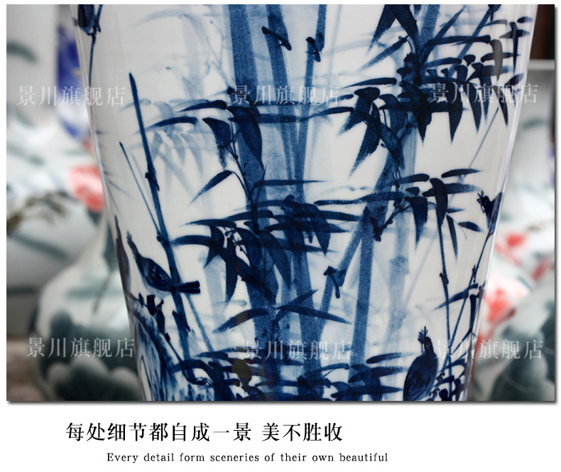 Hand made blue and white bamboo vase bamboo report peaceful big sitting room of Chinese style household porcelain of jingdezhen ceramics furnishing articles