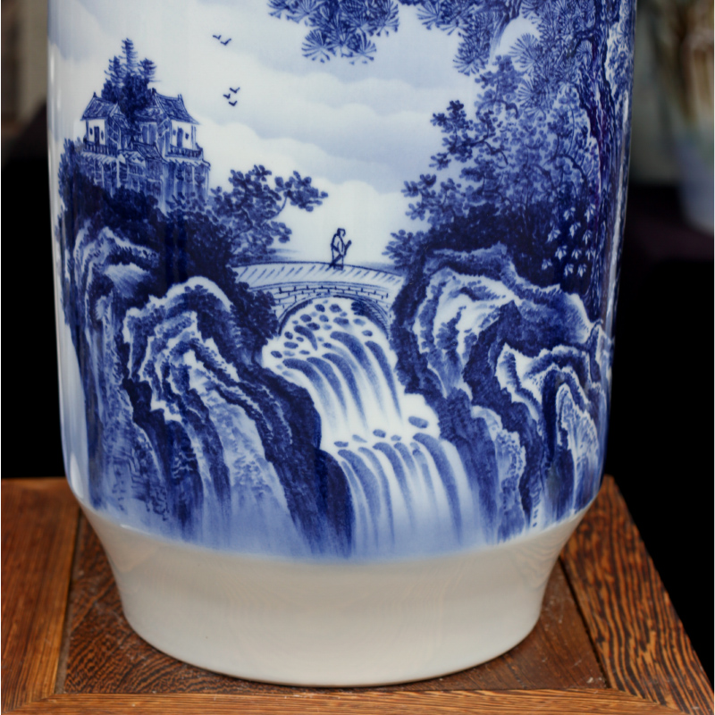 Jingdezhen hand - made spring mountain spring rhyme dried flower flower vase modern household of Chinese style ceramic furnishing articles sitting room adornment