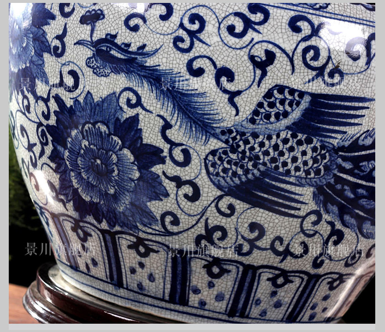 Hand - made on crack longfeng archaize aquarium blue and white porcelain jingdezhen ceramics sleep bowl lotus painting and calligraphy tortoise cylinder