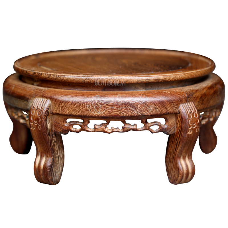 Chicken wings wood carving round base tank vase is rock solid wood base floor furnishing articles flowers bonsai pot