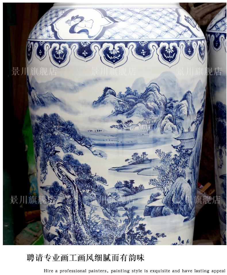 Jingdezhen blue and white porcelain hand - made splendid sunvo goddess of mercy bottle of large vases, home sitting room hotel decoration furnishing articles
