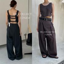 Refundable less in stock Korean self-reserved small sexy backless elastic one-strap short top high waist