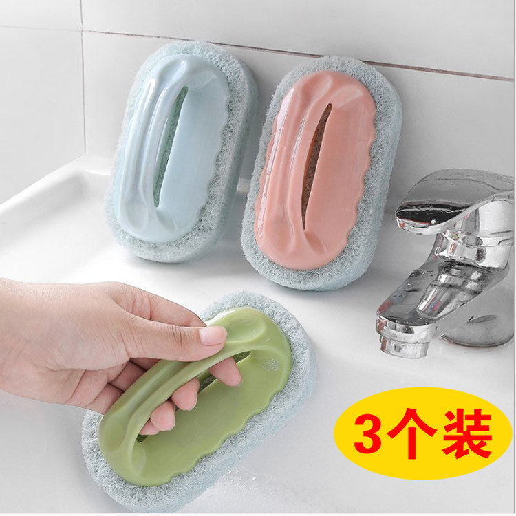 3 Loaded With Handle Bathtub Brush Bathroom Tile Brushed Kitchen Decontamination Brush Pan Magic Sponge Wipe