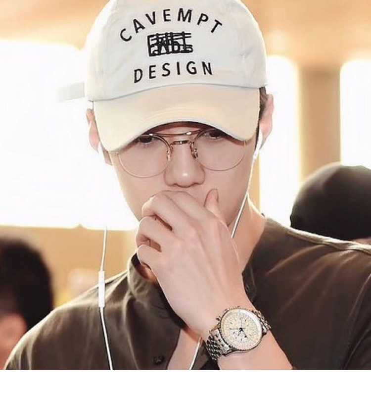 Giang You Bạch với gọng kính vàng cận thị nam tròn mắt kim loại có độ nữ nửa dưới gọng kính gọng kính chống tia uv