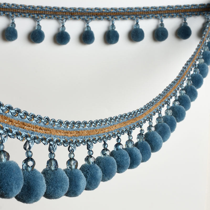 Plush ball curtain bead pendant decoration side hanging tassel mantle curtain head crystal bayberry red fur ball lace trinkets