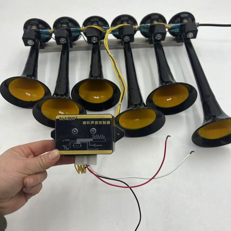 Shark Baby Car Music Horn Truck Electronic Control Six-Tube Thirty-One-Tone Stainless Steel Waterproof Metal Tube with Button