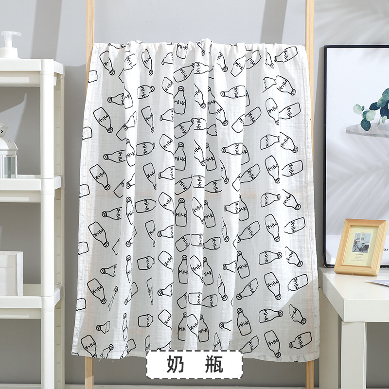 Milk Bottle (Double Layer 120 * 110Cm)baby Gauze Bath towel Class A children pure cotton 120 Large size double-deck Cuddle quilt summer Thin Baby bed Advance sheet