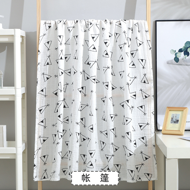 Tent (Double Layer 120 * 110Cm)baby Gauze Bath towel Class A children pure cotton 120 Large size double-deck Cuddle quilt summer Thin Baby bed Advance sheet