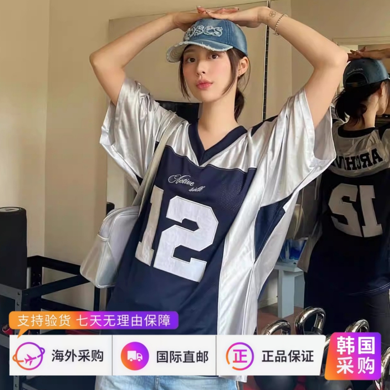 Somi's Korean 2000Archives Jersey American Retro Short-Sleeved Choi Yoo-Jin Style T-Shirt Sports Top