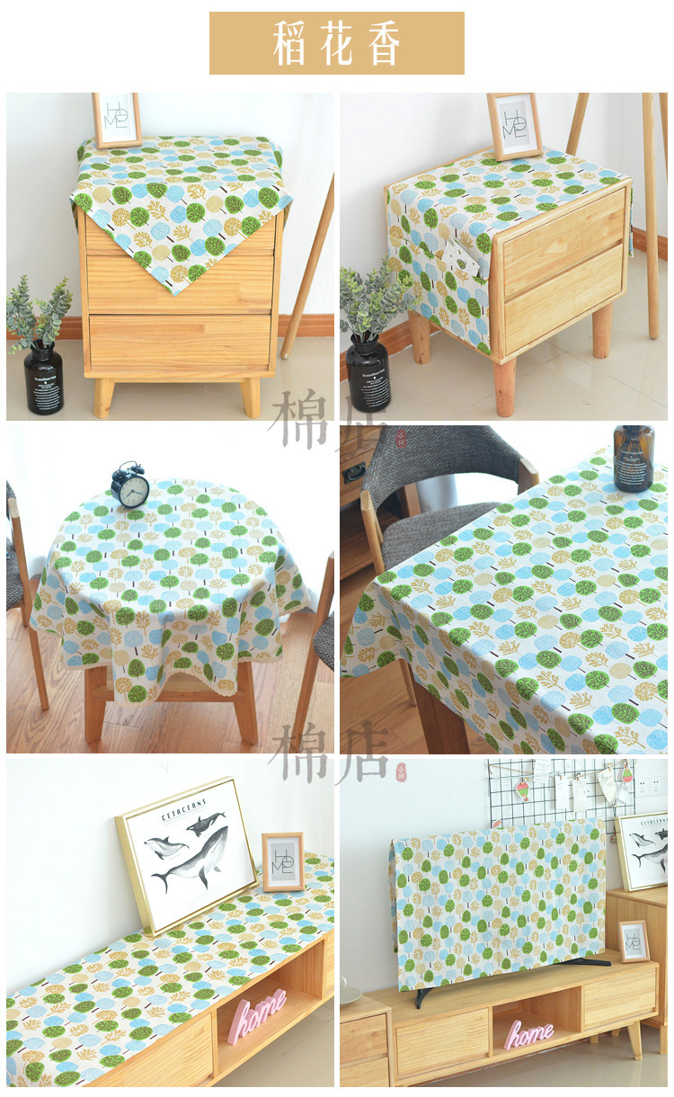 in lưới nhà máy bảng phong cách cà phê bảng vải khăn trải bàn vải nordic Tablecloth vải bông hình chữ nhật tròn bàn - Khăn trải bàn khăn trải bàn trắng trơn