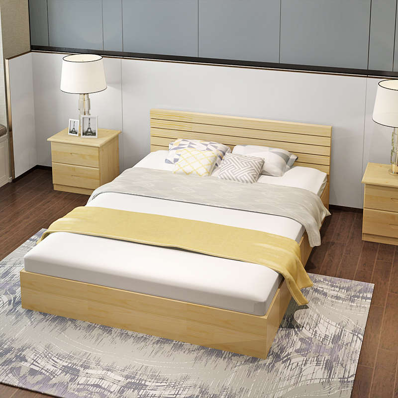 IKEA gỗ rắn ban giường nhỏ gọn khung giường tatami đôi duy nhất mà không đầu giường của giường kiểu Nhật giường nền tảng giường thấp - Giường bộ giường ngủ giá rẻ