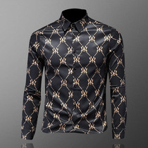 European Station 2021 Spring and Autumn Alphabet Mens Casual Long Sleeve Base Youth Korean Slim Size Shirt Tide