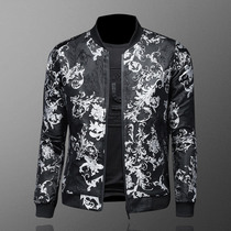 Spring and Autumn Thin Embroidery Large Size Jacket Handsome Fashion Joker Casual Stand Collar Top Collar Top Baseball Clothing Long Sleeve Jackets Men