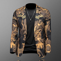 European station casual suit male youth personality Tide brand 2021 Spring and Autumn new suit handsome long sleeve single western coat