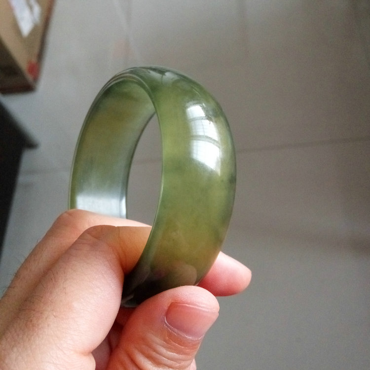 Yuxi Blue Tian bracelet Old pit plus wide jiang jade bracelet, seven Valentine's Day gift 57 inner diameter