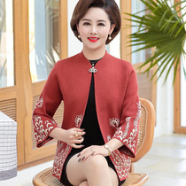 2021 spring and autumn wife sweater outside mother coat foreign style middle-aged womens sweater cardigan short clothes