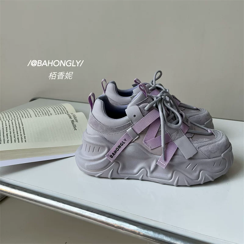 BAHONGLY корейская версия обуви с подъемом для женщин 2023 новая кожа высшего качества, толстая подошва, повседневная городская спортивная обувь