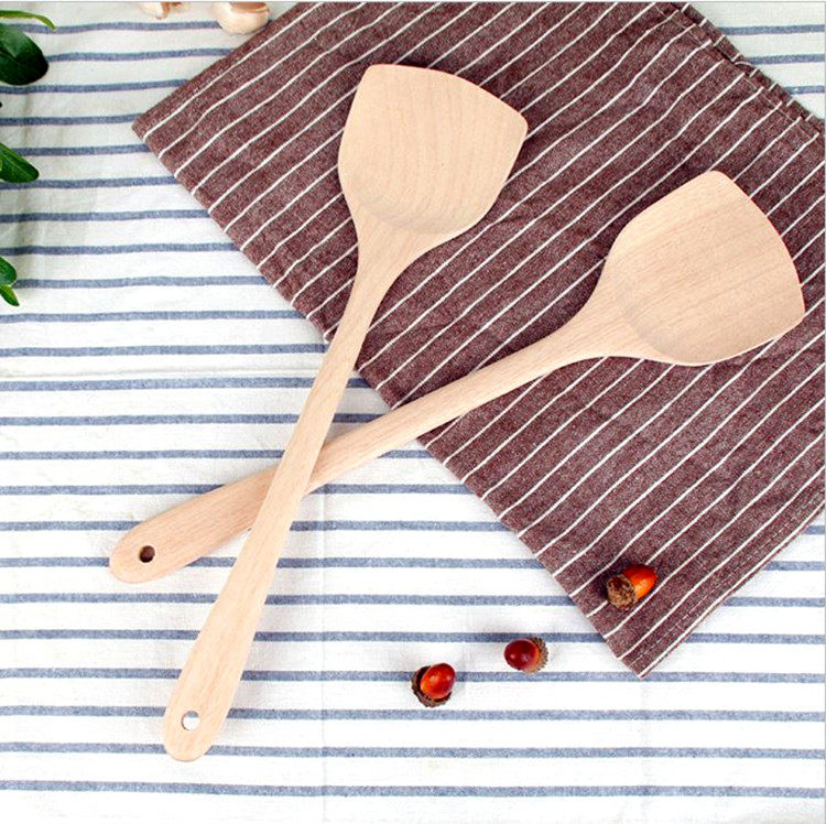 Natural wooden shovel wooden spoon non-stick pot special long-handled wooden spatula non-lacquered stir-frying wooden spatula wooden spatula